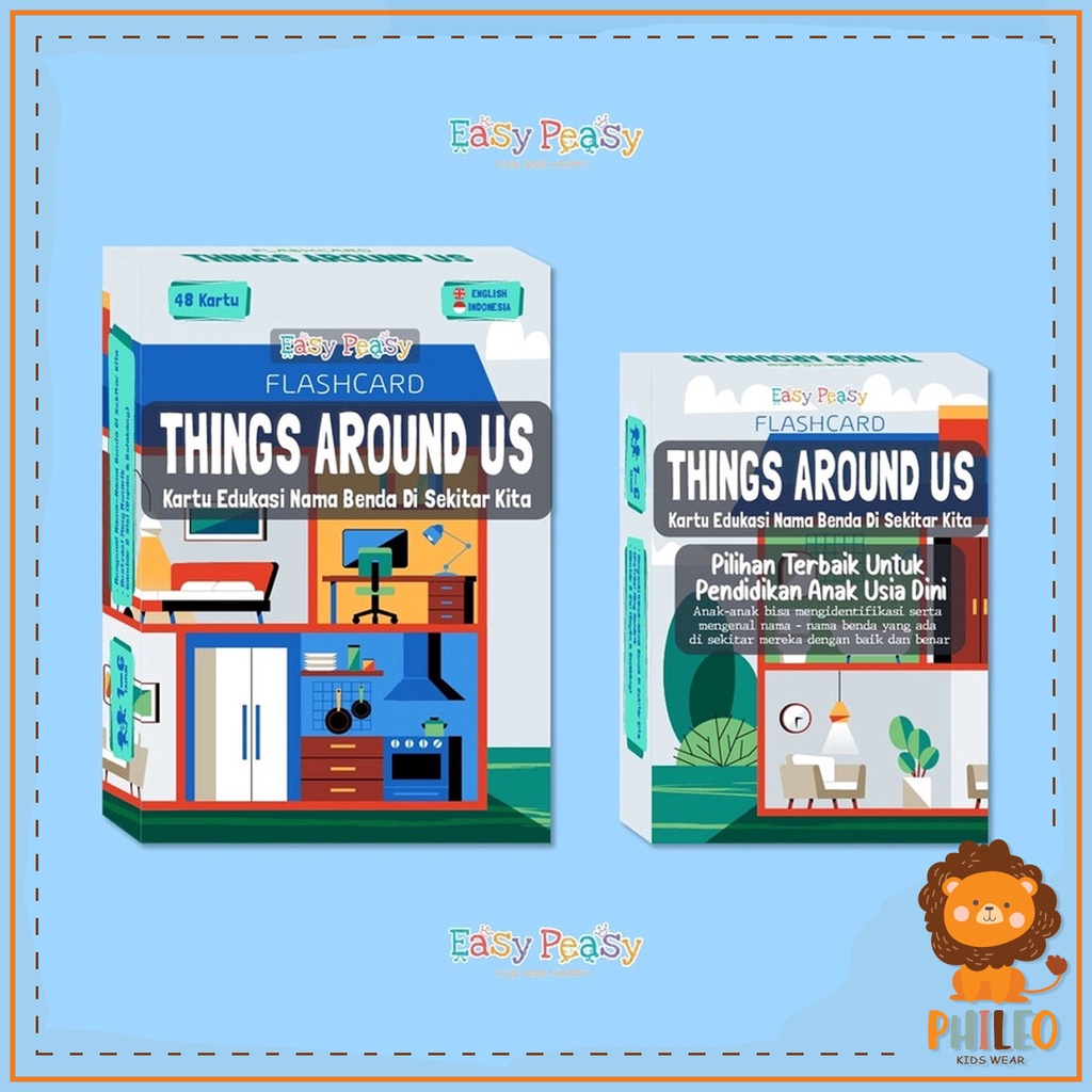 PHILEO | THINGS AROUND US FLASHCARD - BENDA DI SEKITAR UKURAN BESAR 7X10CM ISI 48PCS BAHASA INDONESI