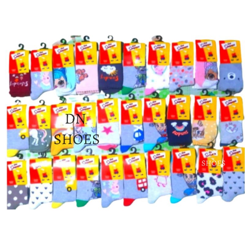 4 Pasang Kaos Kaki Anak Perempuan dan laki laki PAUD, TK dan SD Motif/Polos RANDOM