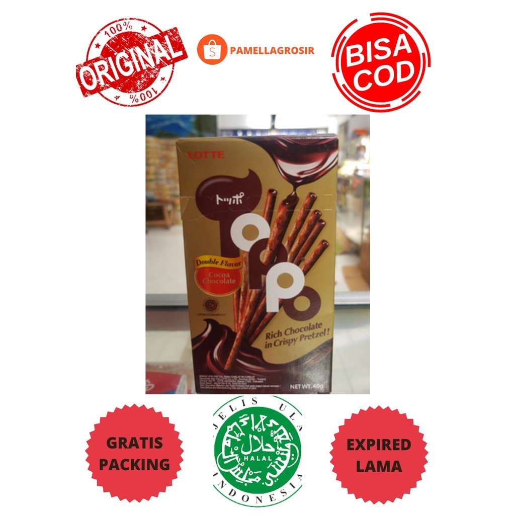 Jual LOTTE TOPPO STIK RASA COKLAT KEMASAN BOX-40GR SNACK makanan ringan ...
