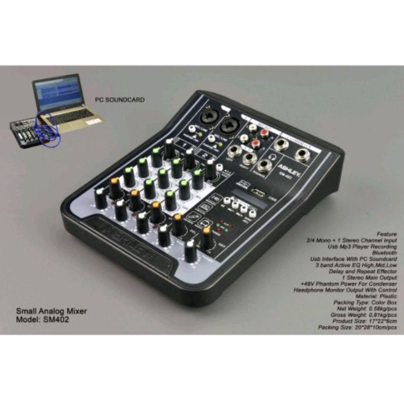 Ashley Mixer SM 402 - 4 Channel Original Mixer Ashley SM402 Souncard