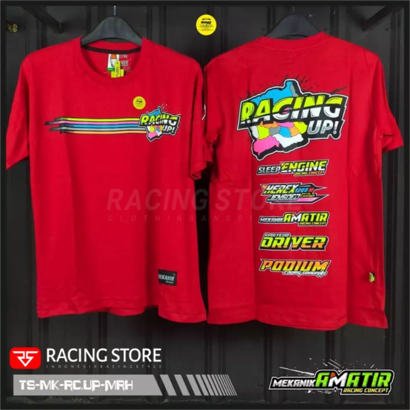 BAJU KAOS PAKAIAN DISTRO RACING PRIA DAN WANITA TERLARIS ORIGINAL MEKANIK AMATIR DISTRO WARNA MERAH