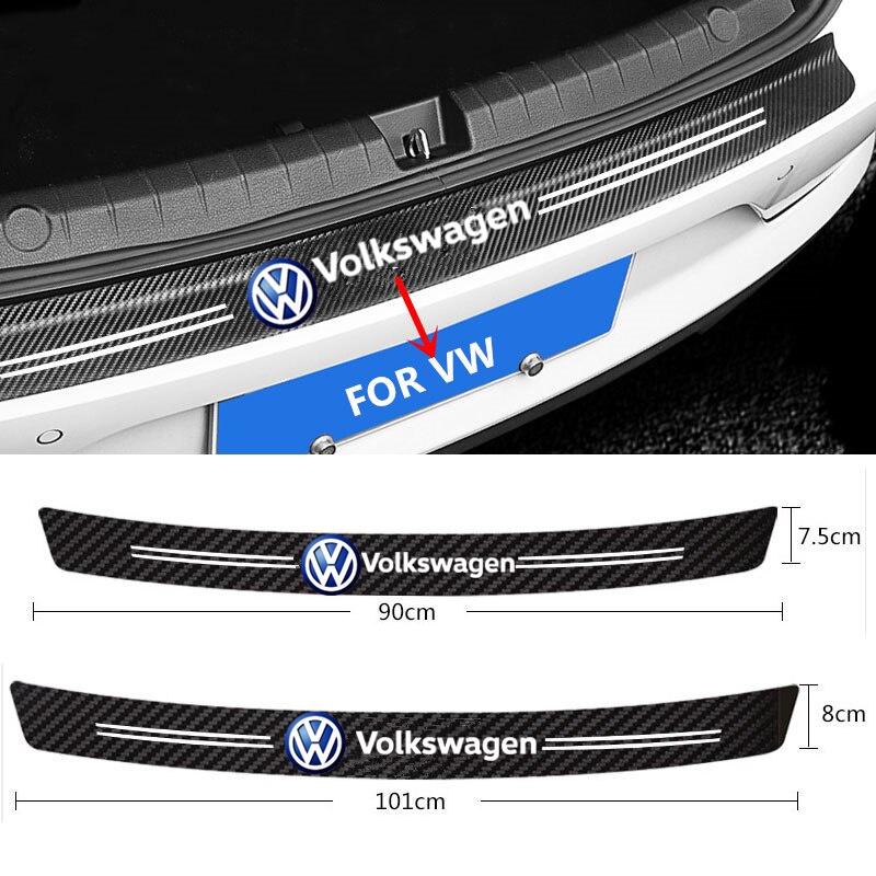 Volkswagen Stiker Pelindung Bumper Bagasi Mobil Motif Carbon Fiber Untuk VW Polo Fox Golf Gol Voyage Beetle Santana