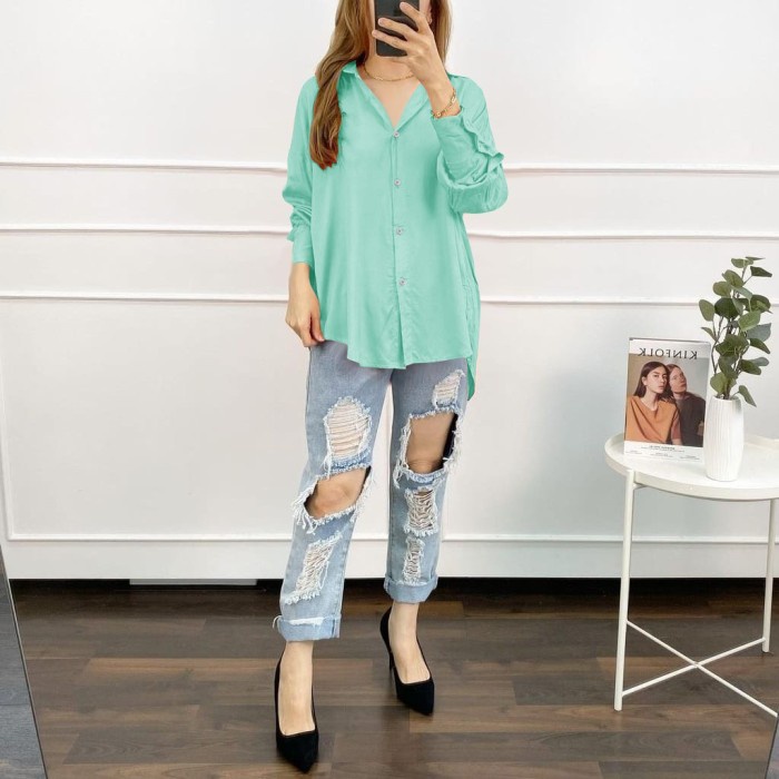 PC- KEMEJA LIVY HIJAU MINT [Baju Atasan Wanita 0121] VCB -PC