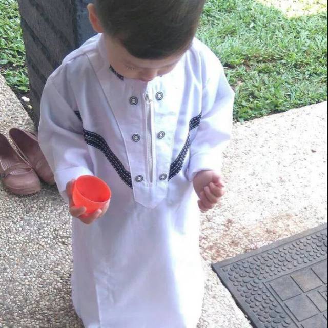 koko anak gamis anak pria laki laki baju muslim - Putih