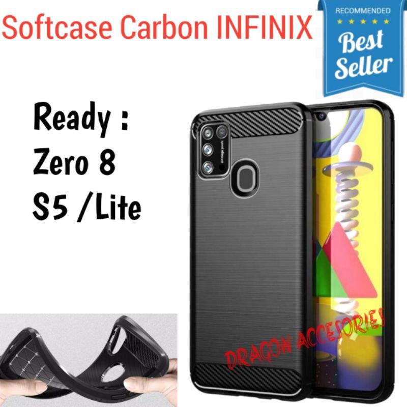 CASE SLIMFIT INFINIX ZERO 8 S5 LITE SOFTCASE FIBER CARBON SILIKON CASING SHOCKPROOF TPU COVER RUGGED