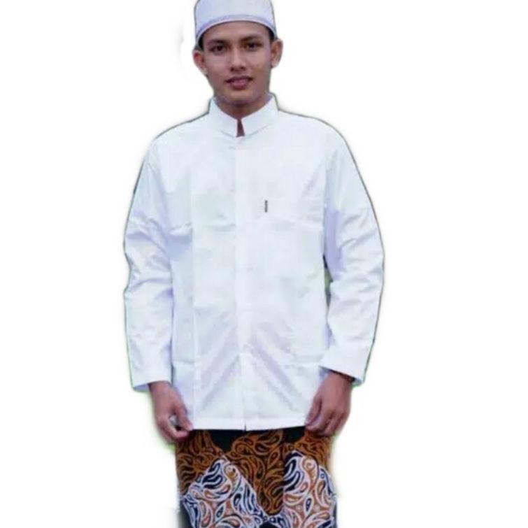 Harga Spesial.. Baju Koko Putih Polos Lengan Panjang KOKO HABAIB Koko Pria Atasan Muslim Polos Berkw