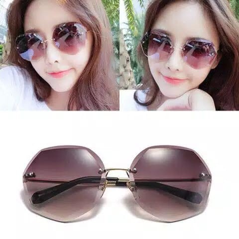 (COD) Kacamata Fashion Poligonal Kacamata Besar Sunglassess MALLSHOPPING