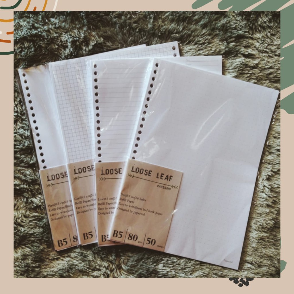 

ISI BINDER / LOOSE LEAF B5 80/100 GSM PLAIN/GRID/DOT/LINED - PAPEROID