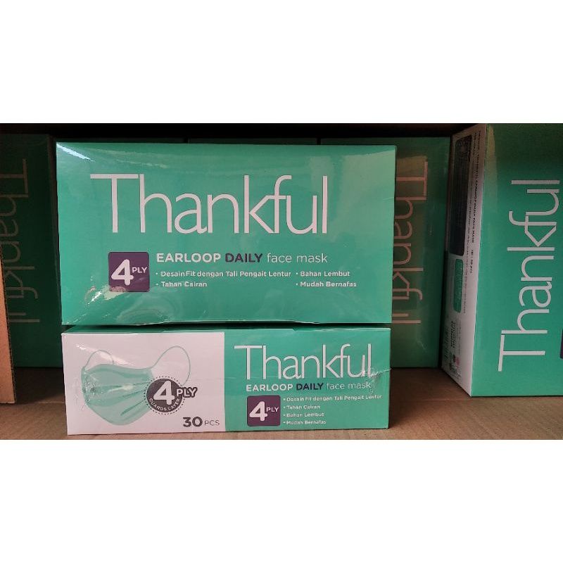 Masker Thankful 4ply earlop isi 50pcs & thankful earlop isi 30pcs