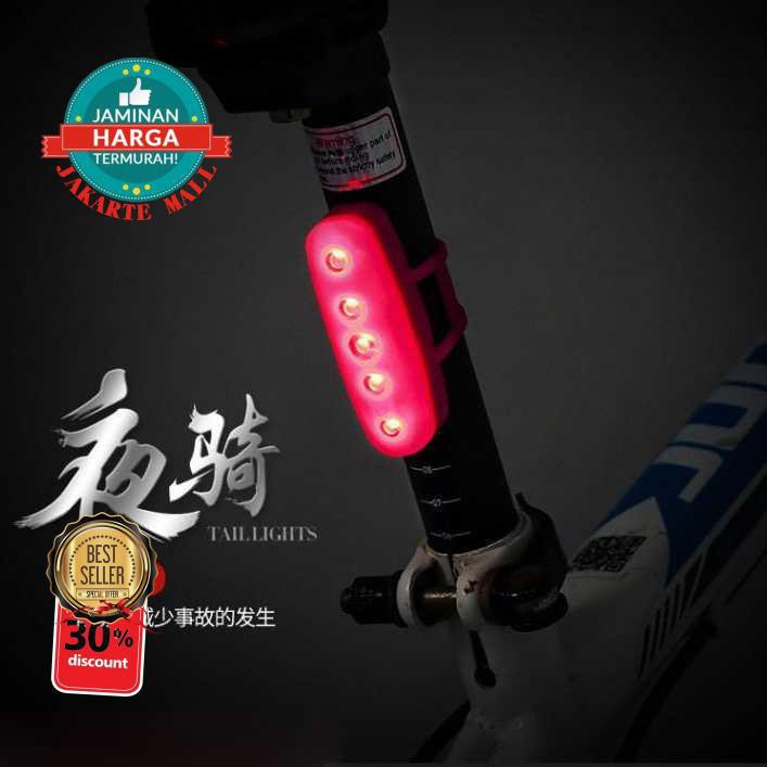 Lampu Belakang Sepeda Bicycle Taillights Safety Lamp DC-109 [Hitam] Grab Medan