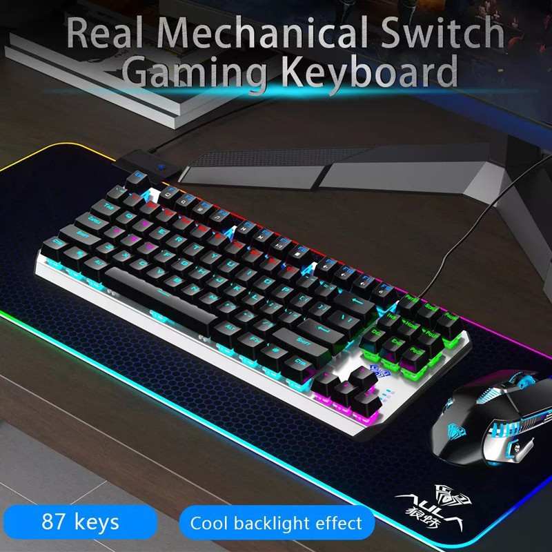 Keyboard Gaming Mechanical AULA F-2067 TKL - K-RGD Blue Switch-New LED