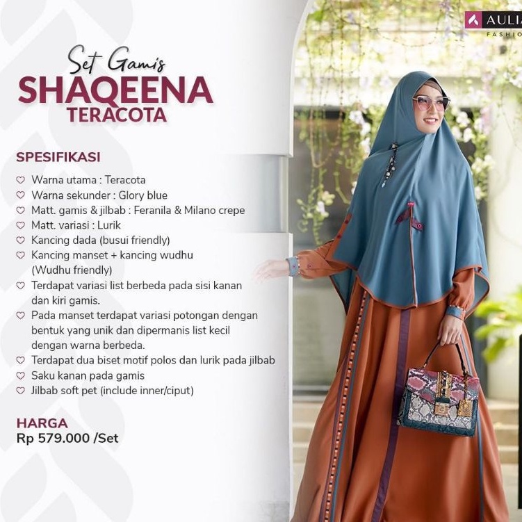 NEW - SET GAMIS AULIA FASHION SHAQEENA TERACOTA