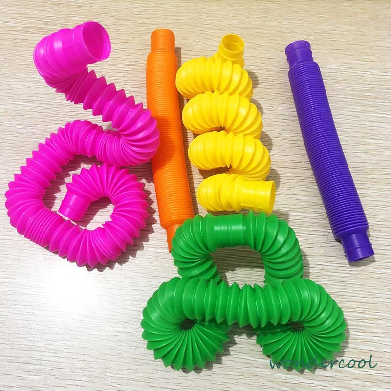 Mainan Fidget Tabung Pop it Teleskopik Bahan Plastik Corrugated Warna-Warni Untuk Anak Tabung Mainan Pendidikan-Won