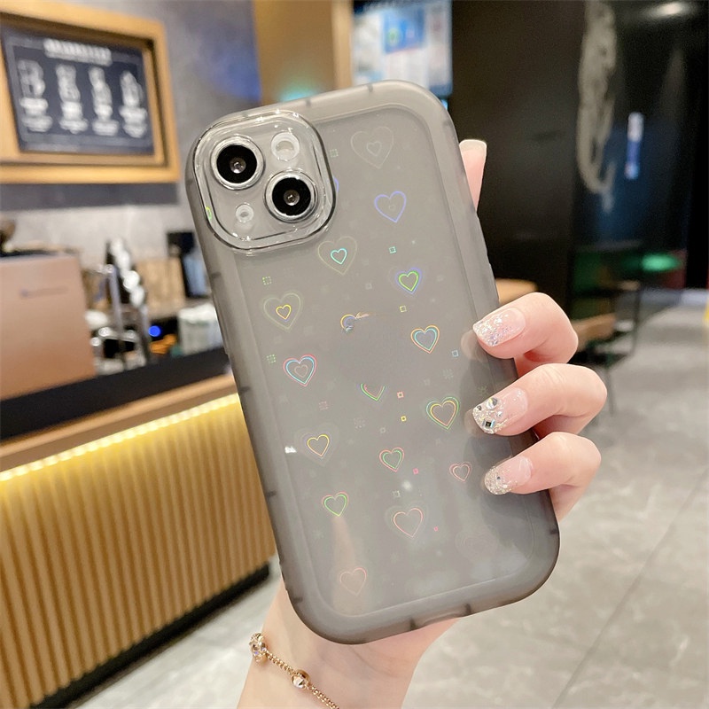 Phone Case Clear Laser Glitter Shining For iPhone 13 11 12 Pro Max XR X XS Max 7 8 Plus Bumper Cover Soft Love Heart Holographic