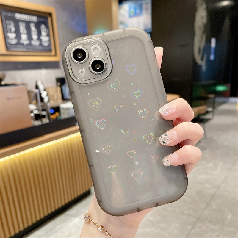 Phone Case Clear Laser Glitter Shining For iPhone 13 11 12 Pro Max XR X XS Max 7 8 Plus Bumper Cover Soft Love Heart Holographic