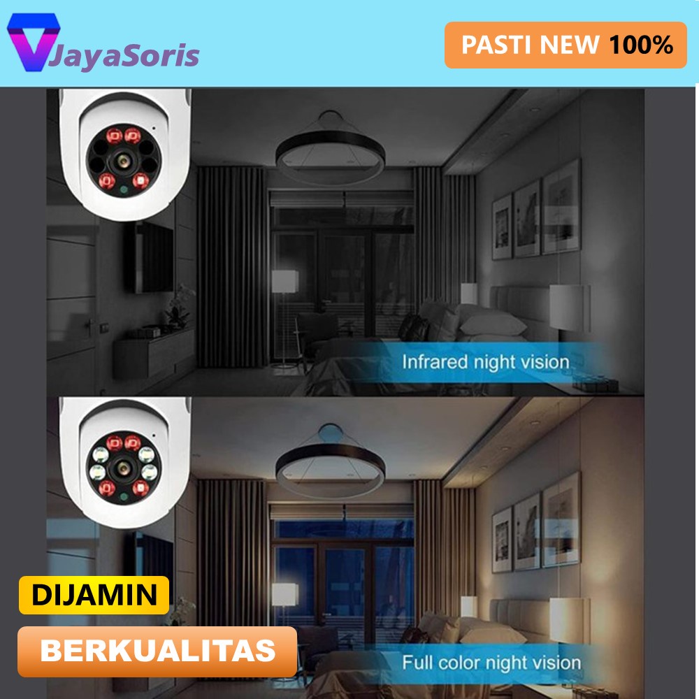 KAMERA MINI TERSEMBUNYI CCTV LAMPU BOHLAM WIFI 360 CAMERA MINI WIFI PENGINTAI KECIL HD LAMP SPY CAM IP WIRELESS TERHUBUNG HP JS155