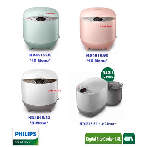 Philips Magic Com Rice Cooker Digital HD4515 Magi Com Digital 10 Menu