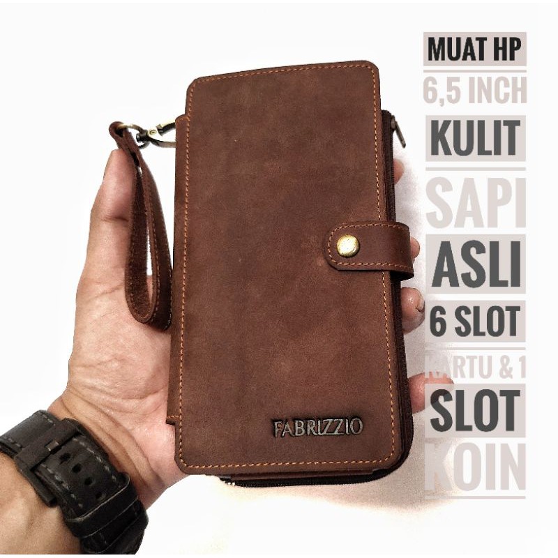 dompet hp multifungsi kulit asli