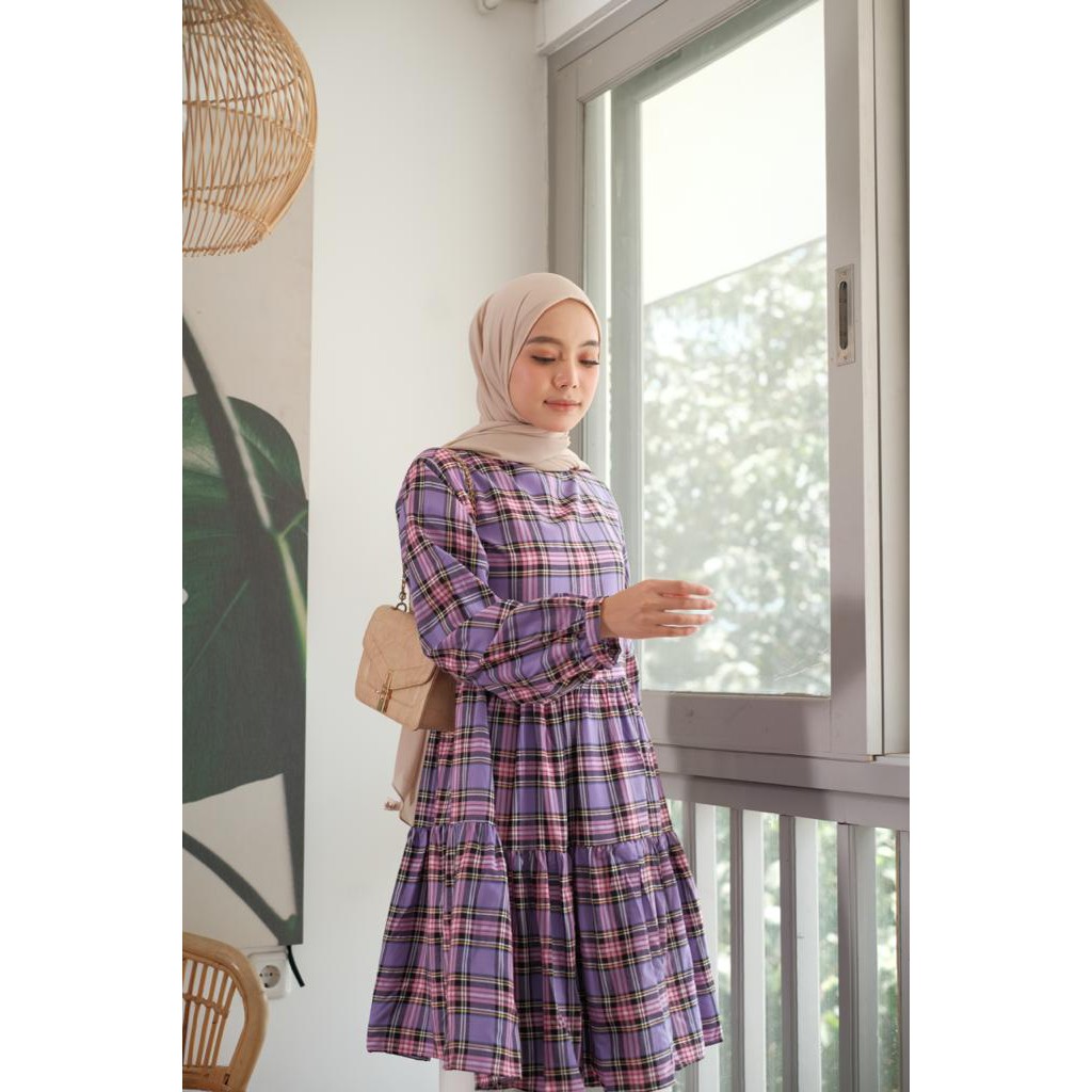 [CYC | COD] REALPICT Atasan Livha Midi Dress / Long Tunik Katun Square Rempel Wanita Trendy Murah