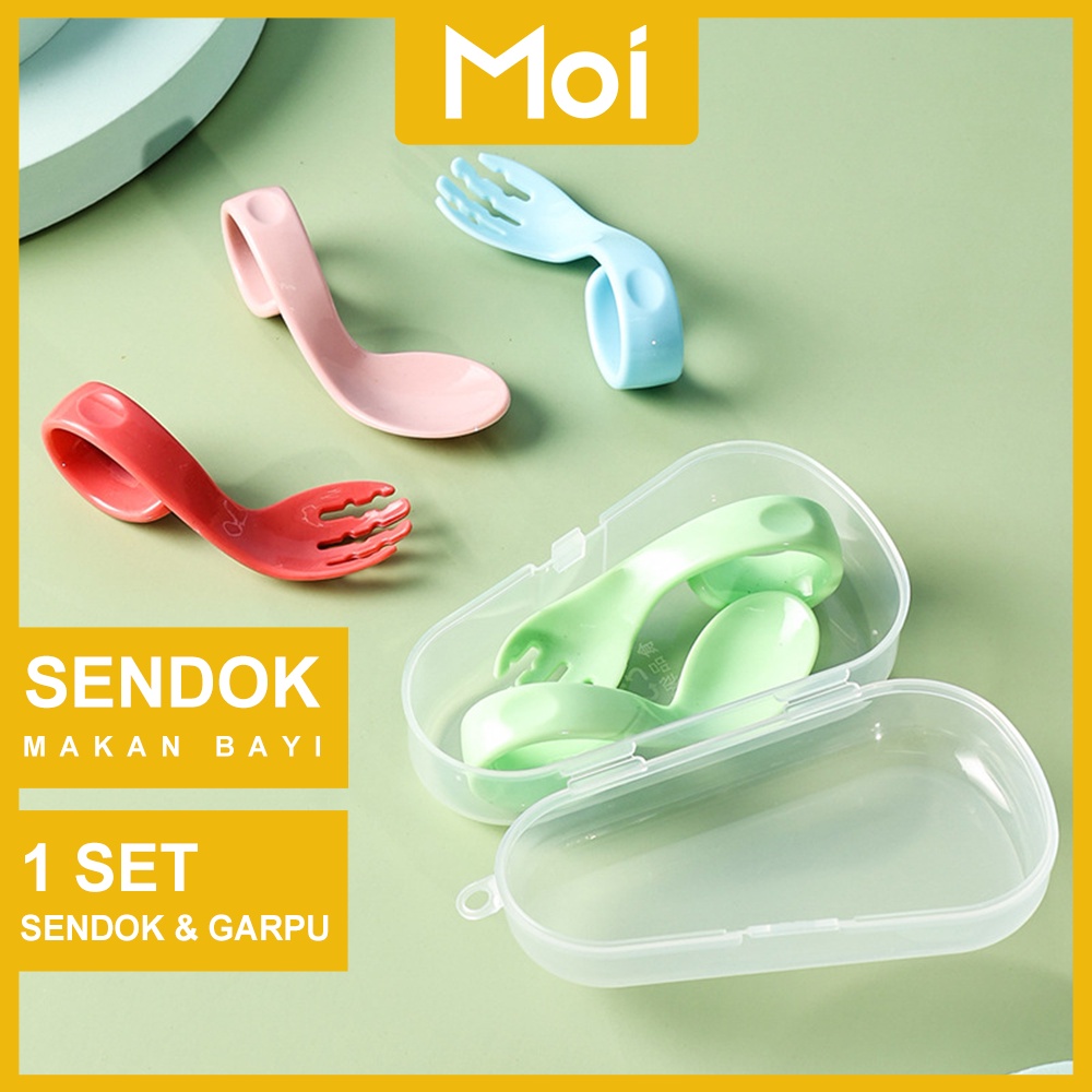 Set Sendok Garpu Anak Training Belajar Makan / Self Feeding / Toddler Spoon Right Handed