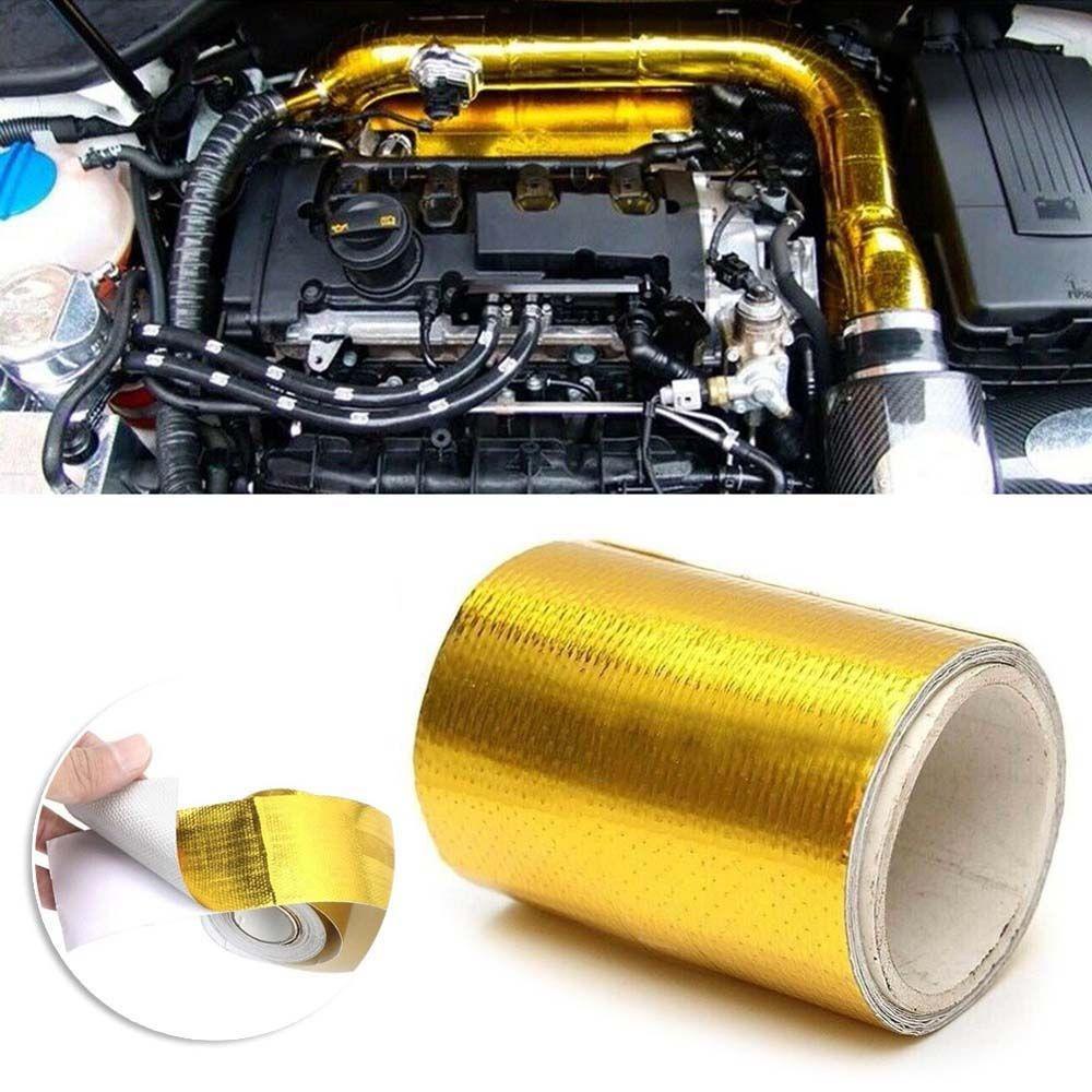 Lanfy Tape / Selotip Reflektif Pelindung Panas Panjang 5M Warna Emas Untuk Mobil / Motor