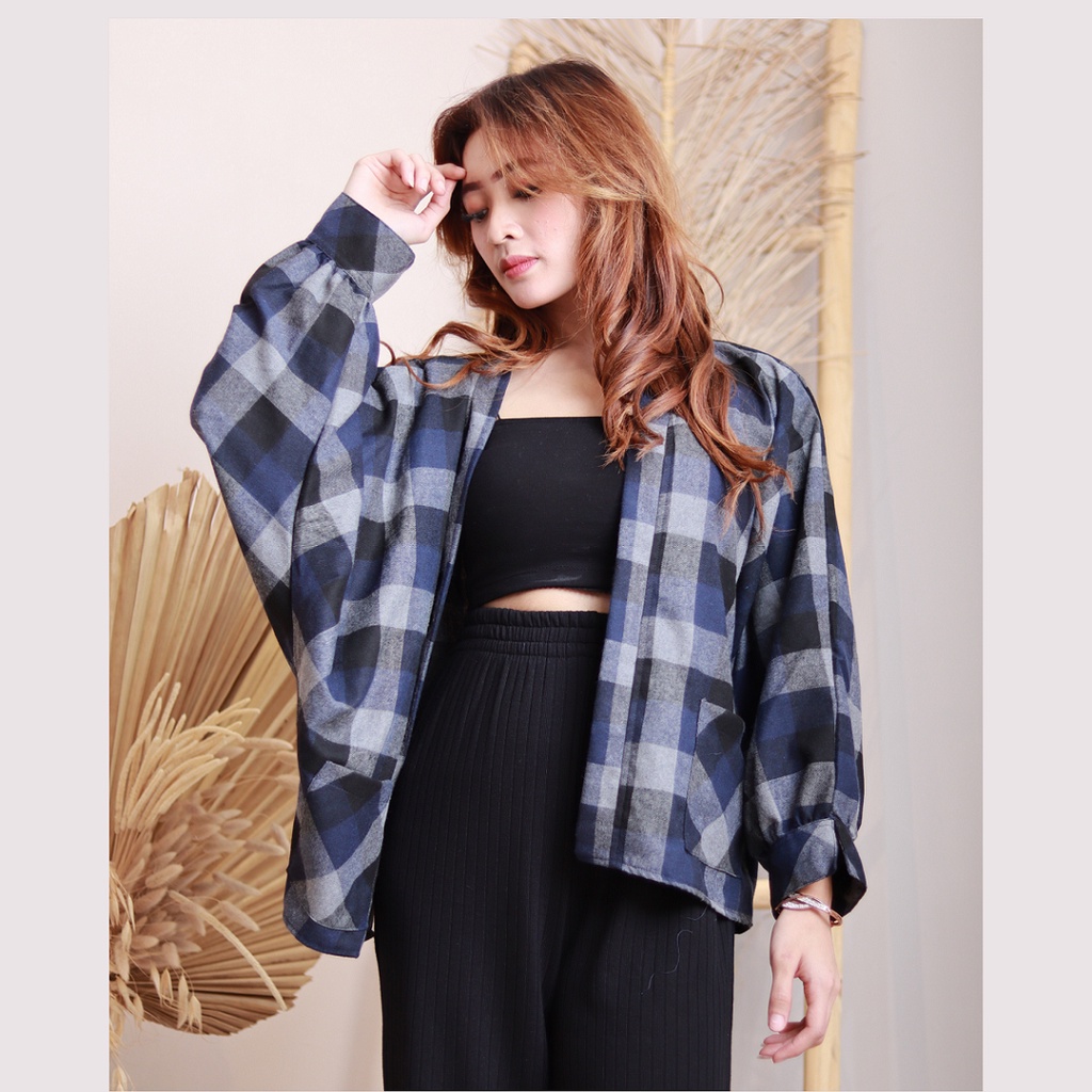 Baju Wanita | Baju Outer | Baju Flanel Batwing Wanita Premium Elzanteri