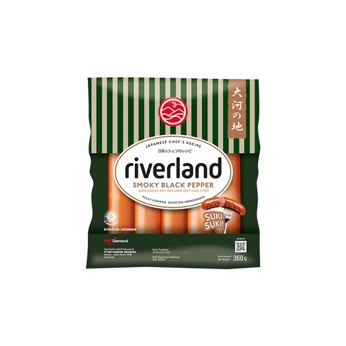 Riverland Smoky Black Pepper Sausage / Sosis Sapi Asap Ala Jepang 360 gr