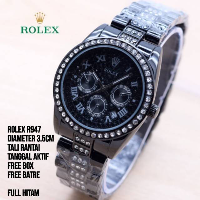 ROLEX ROMAWI JAM TANGAN WANITA TALI RANTAI PERMATA
