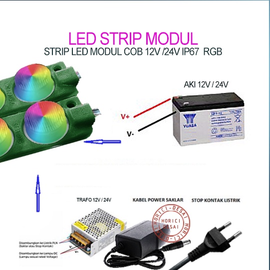 ASLI LED STRIP MODUL RGB 12V/24V TURK/SEPEDA MOTAR LAMPU HIAS SEKITAR 3W IP67 WATERPROOF LED MATA RGB