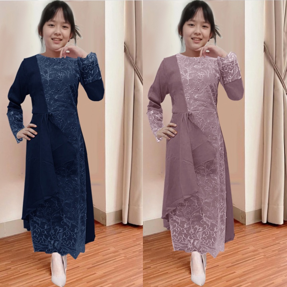 GAMIS ANAK/GAMIS BRUKAT TILE/BAJU MUSLIM ANAK PEREMPUAN/GAMIS COUPLE ANAK/SIZE XS, S, M, L, XL