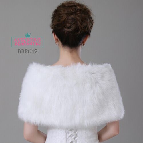 [BISA COD] BOLERO KARDIGAN BULU AKSESORIS WEDDING CARDIGAN PESTA BLUDRU PUTIH BBP012