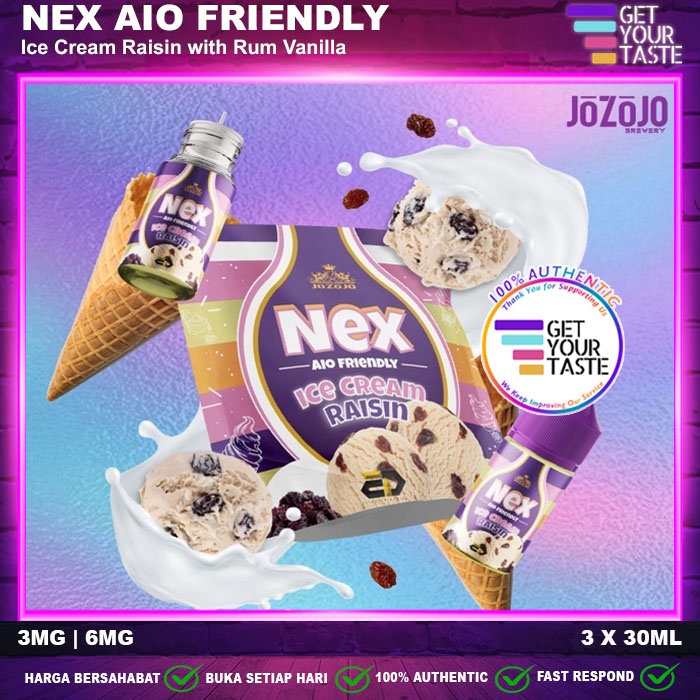 Liquid NEX Ice Cream Raisin AIO Friendly 3x30ML by Jozojo Brewery