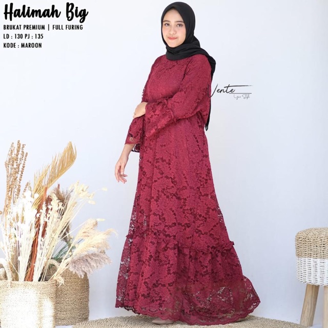 Halimah big size jumbo dress brokat