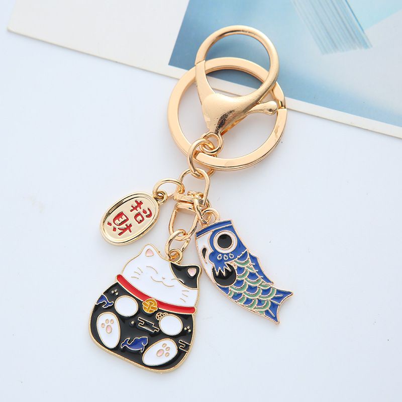 ACC Market88 Gantungan Kunci Lucky Cat / Gantungan Tas Gantungan  Airpods Keychain Maneki Neko With Fish Koi