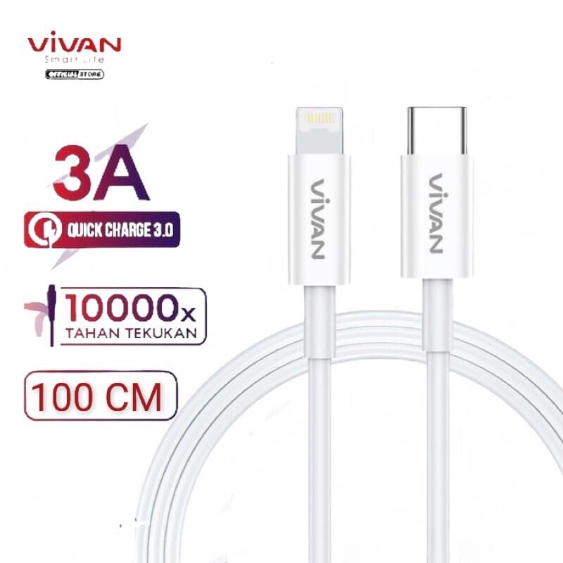 A_    VIVAN Kabel Data Iphone KCL100S Data Cable Type-C To iphone Lightning PD Fast Charging 1M Original