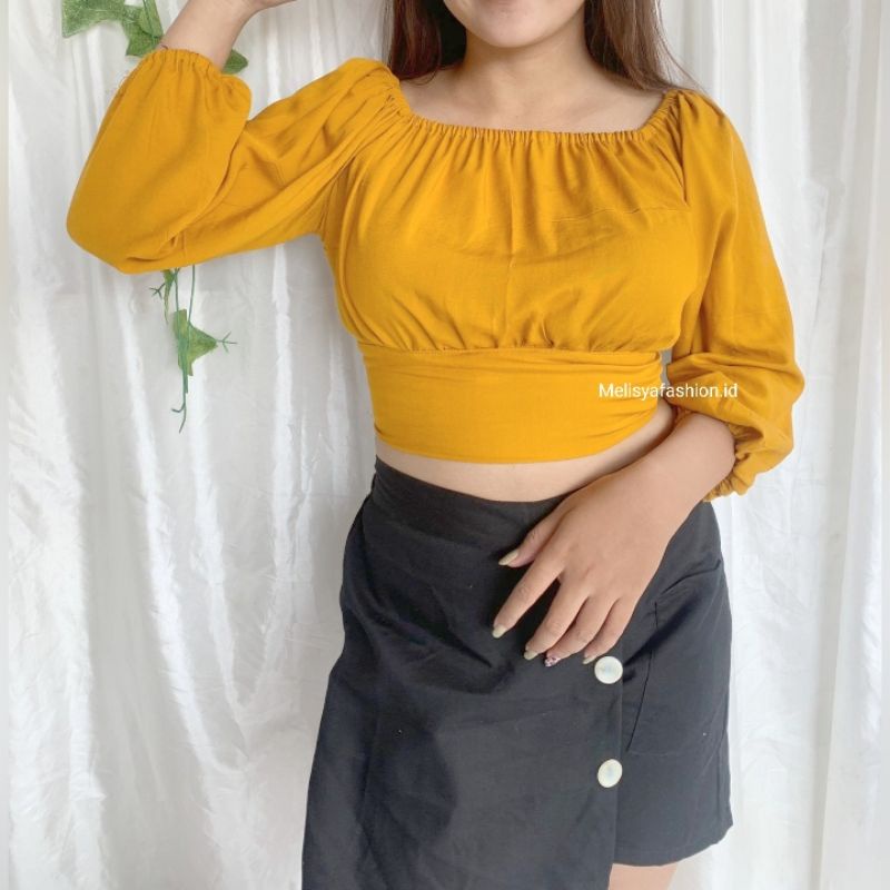 Melisya Top Crop // Atasan Top Crop //Atasan Sabrina crop// Atasan Rayon //Atasan Wanita