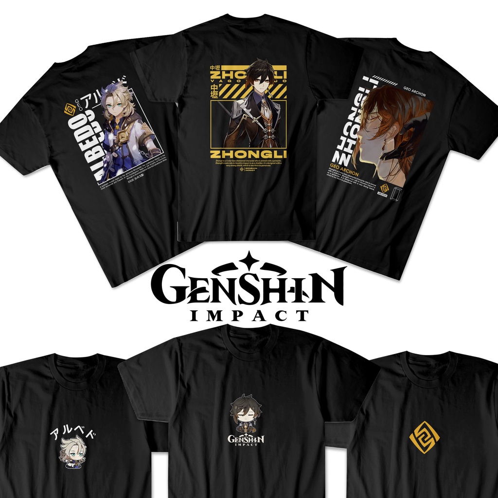 Jual Bayar Di Tempat Promo Baju Kaos Albedo Zhongli Zhongli Genshin Impact Elemental Mihoyo Game