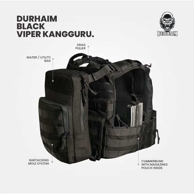 DURHAIM BLACK VIPER KANGAROO MAGAZINE POUCH / Body Vest Black Viper Kangguru Original