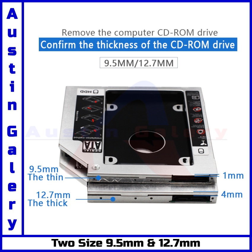 SSD HDD CADDY 9.5mm &amp; 12.7mm Casing HardDisk SSD HDD HardDisk Drive Untuk Laptop PC Komputer CD-ROM