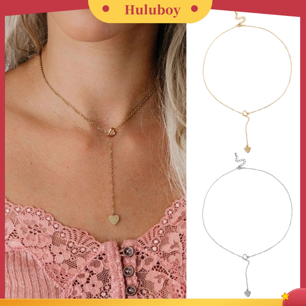 Hu Hu Hu Hu Hu Alat Bantu Pasang Kacamata♡ Kalung Rantai Liontin Hati Warna Solid Untuk Wanita