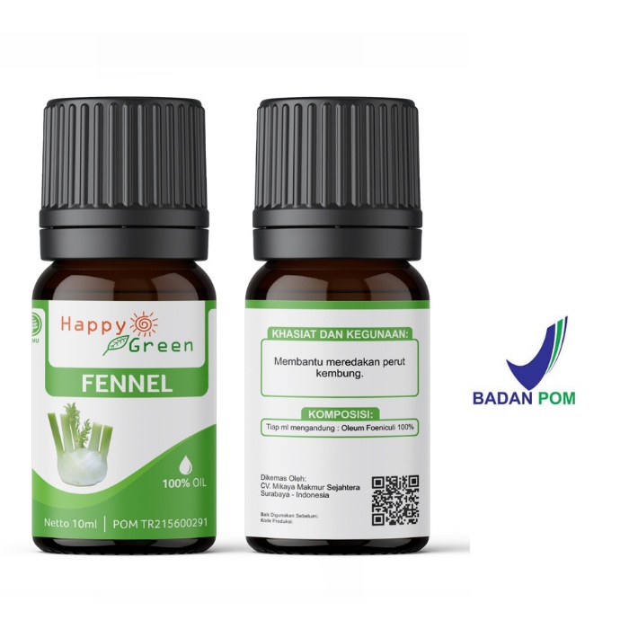 BPOM Happy Green Fennel Essential Oil - Minyak Atsiri Adas 100% Murni Pure Garansi Uang Kembali !