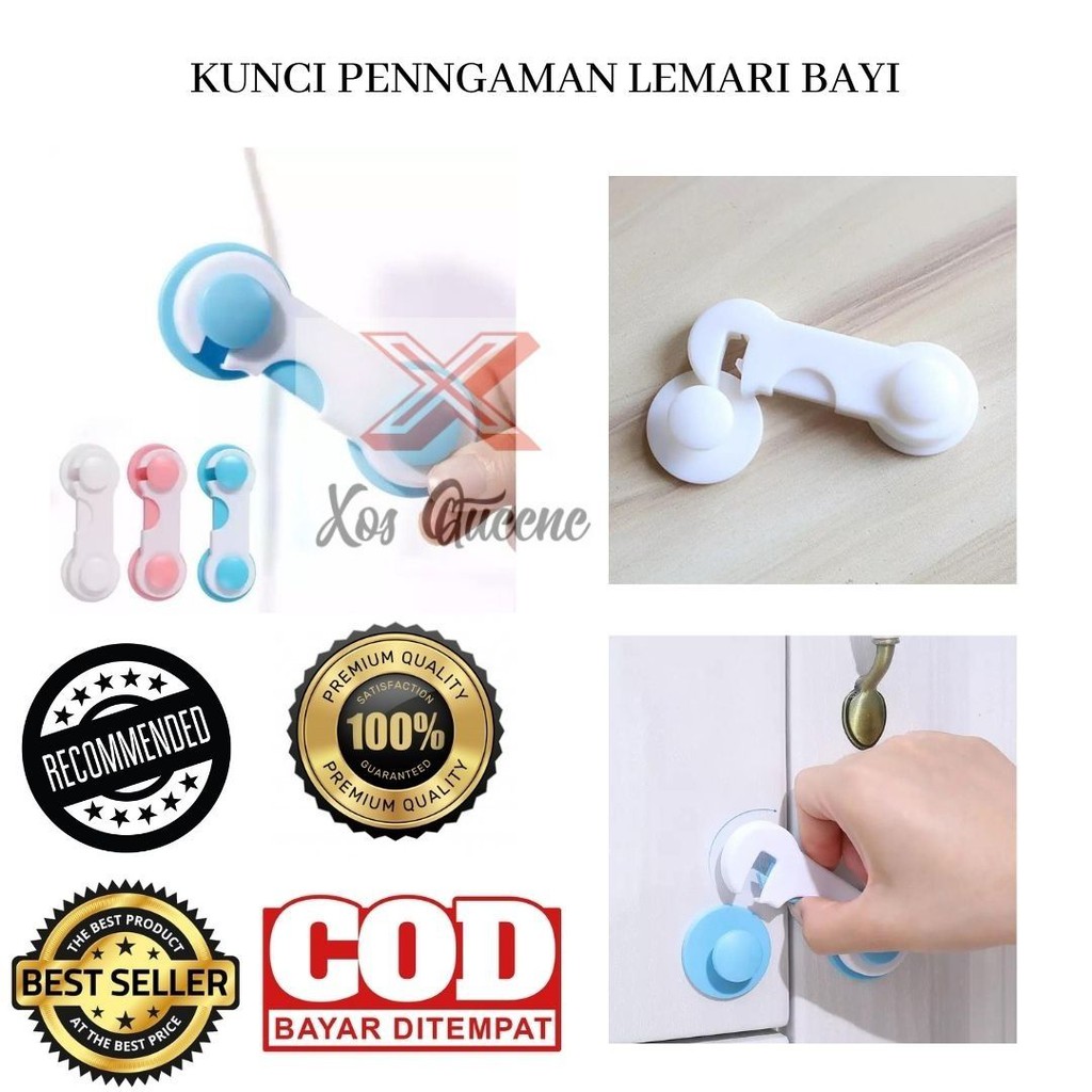 XOQ - 3M Adhesive Child Lock Kunci Pengaman Laci Lemari Kulkas dan Lemari