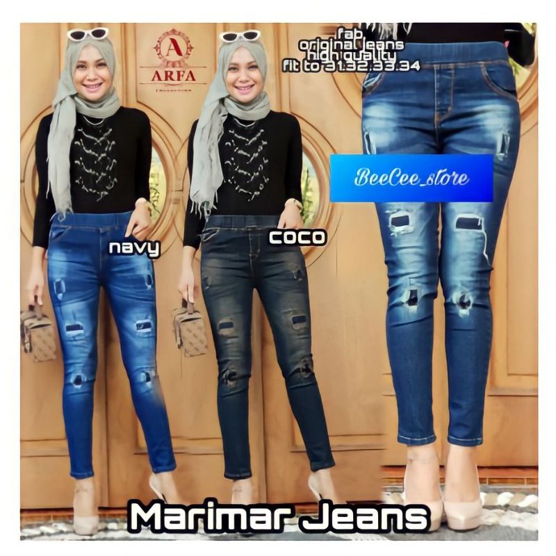 Marimar jeans sobek tidak tembus bahan jeans melar