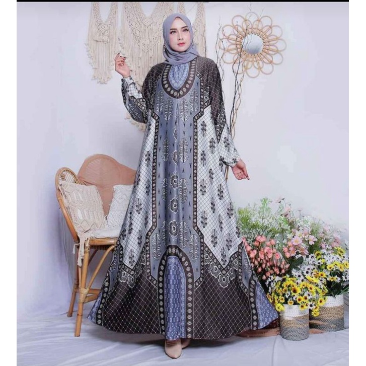 Gamis dress [dior silk] motif trendy
