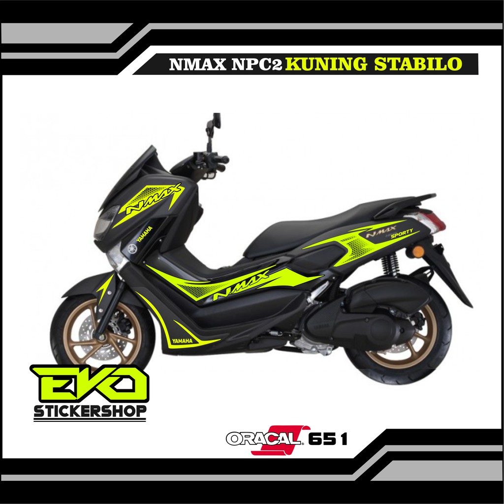 STIKER NMAX HITAM STRIPING WARNA KUNING STABILO