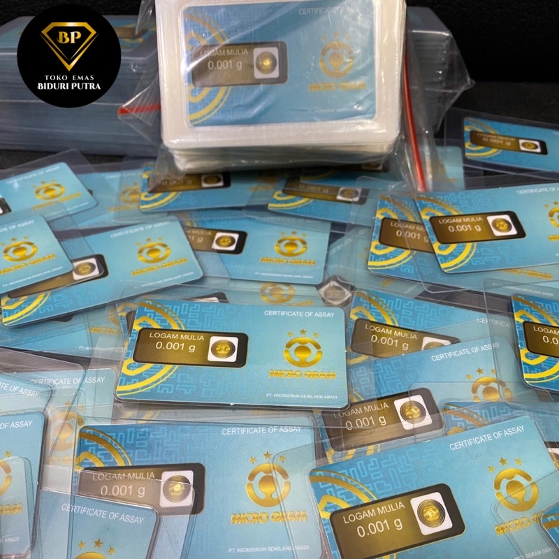 EMAS MINI MICRO GRAM 0.001gram LOGAM MULIA 24KARAT DIJAMIN ASLI ORIGINAL TERMURAH BABY GOLD SOUVENIR GIFT HADIAH KADO MINIGOLD / MINIGRAM TOKO EMAS-MG 100pcs keatas