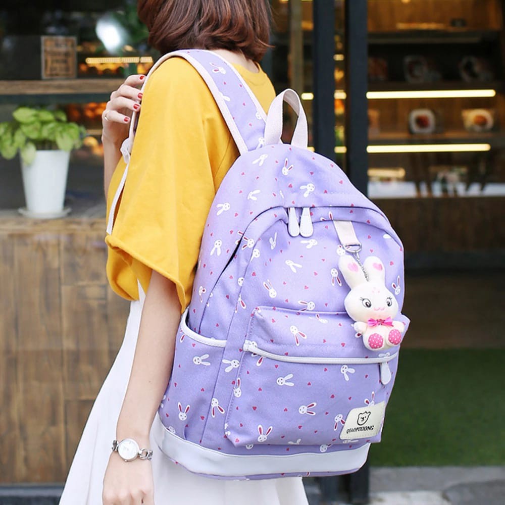 [COD] Tas Ransel Anak Gadis Wanita Sekolah SD SMP Backpack Terbaru Motif Kelinci Bayar Ditempat