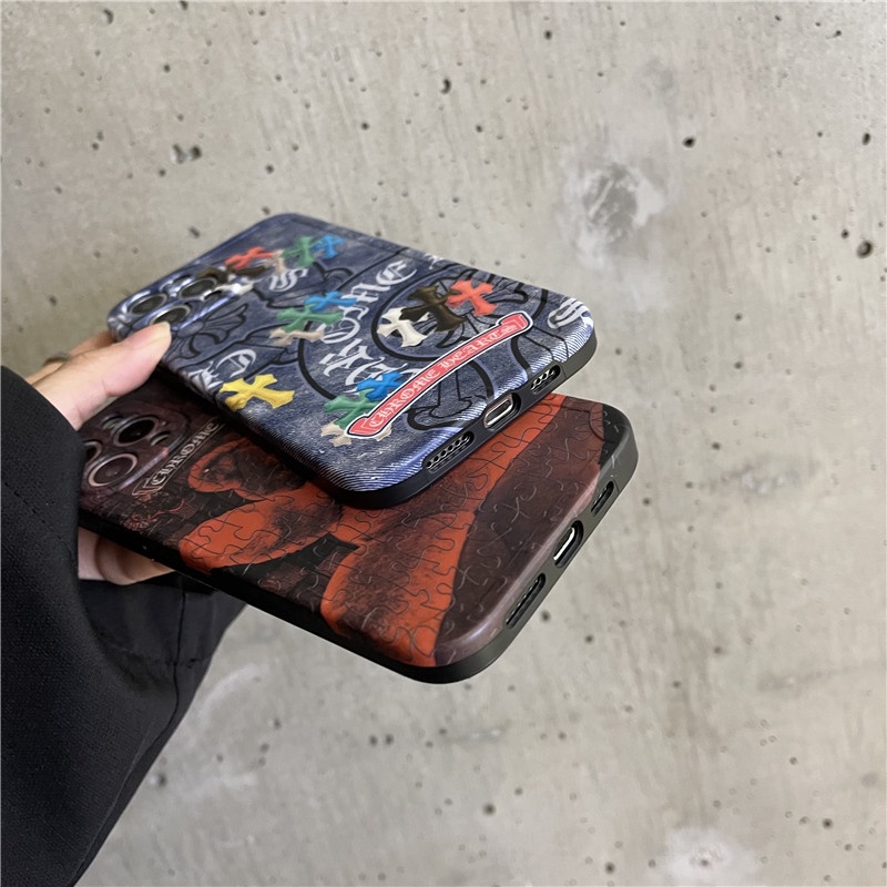 Europe Street fashion puzzle Phone case  iPhone 7 8 Plus 12 11 8 X XR XS MAX 13 11pro 12 pro Max SE 2020 Straight edge Matte Soft TPU Cover