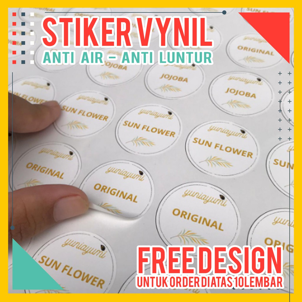 

STIKER VYNIL LABEL KEMASAN PRODUK FREE CUTTING A3+ CUSTOM DESIGN
