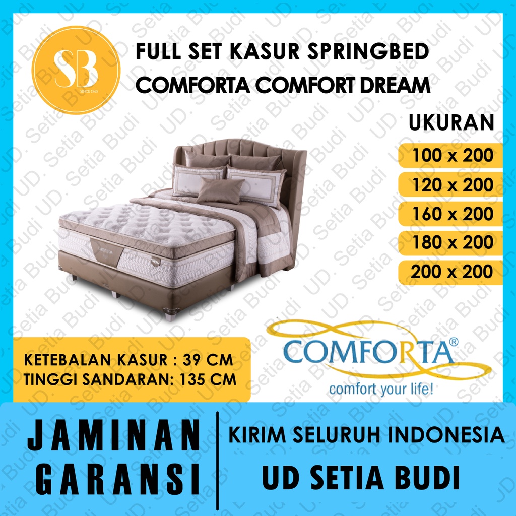 Full Set Kasur Comforta Springbed Comfort Dream 200x200 180x200 160x200 120x200 100x200